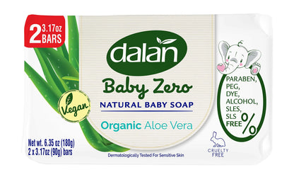 Dalan Baby Zero Natural Baby Soap Bar 3.17oz (2 Pack) - Paraben PEG DYE Alcohol SLES SLS FREE (Aloe Vera 2 Pack)